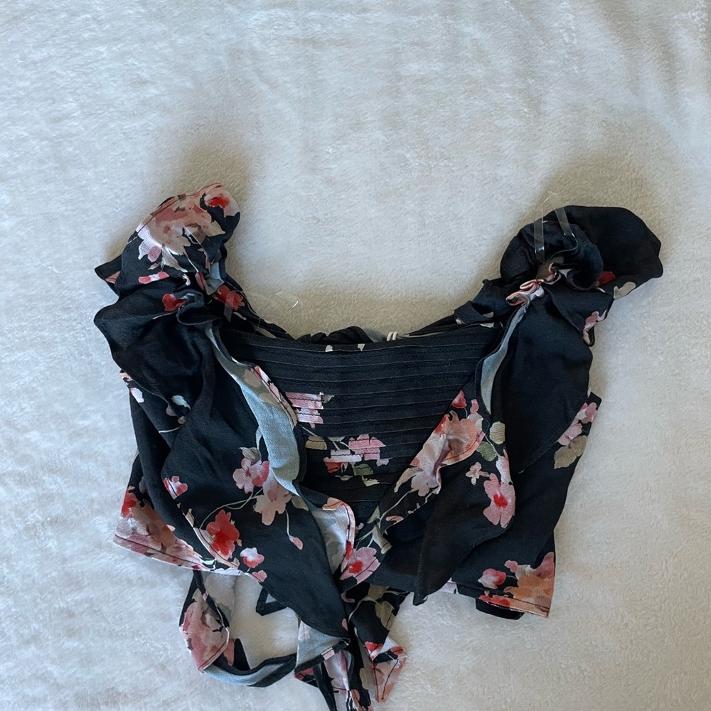 Princess Polly Black Floral Blouse
